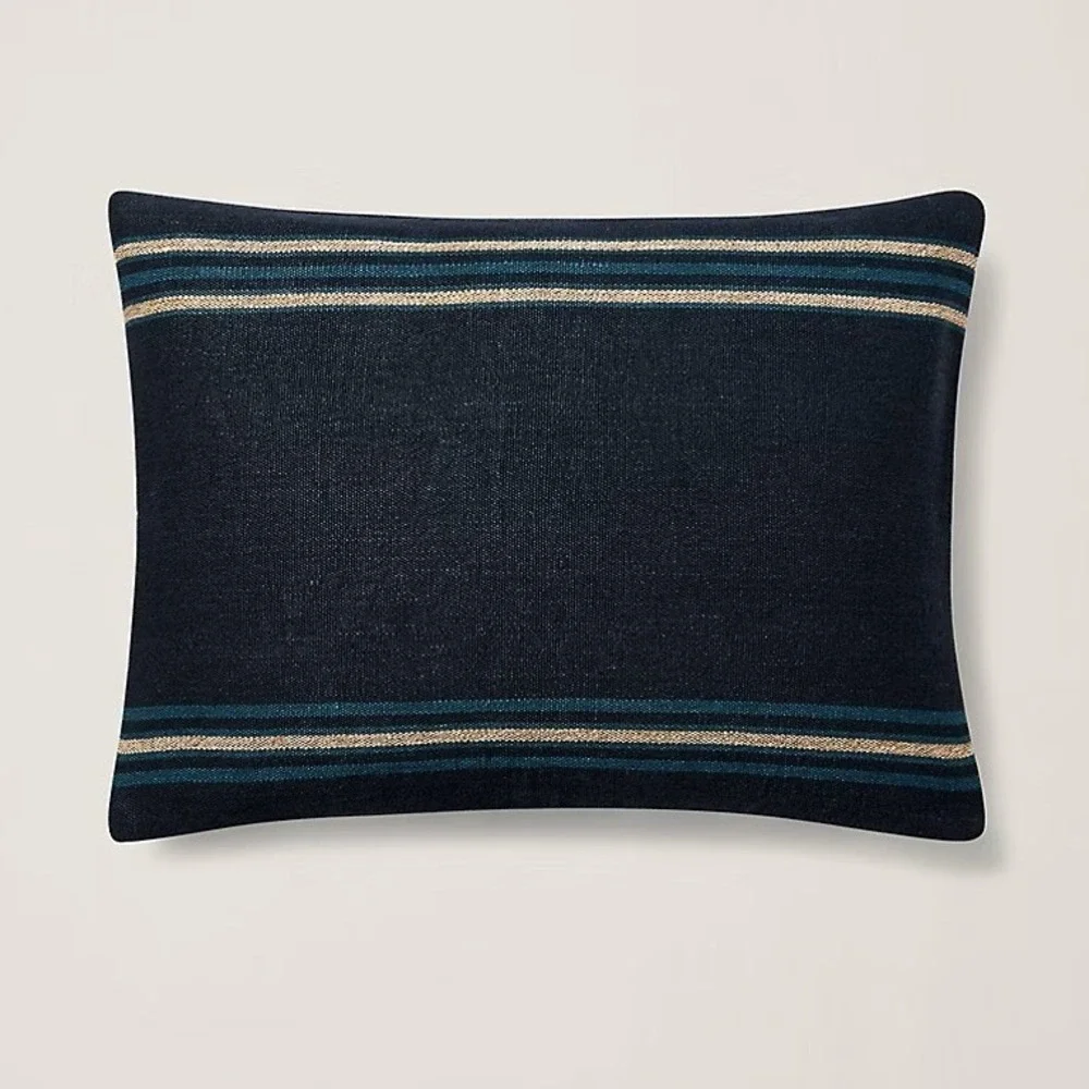 Ralph Lauren Mathers 22x22 Throw Pillow COVER ONLY Navy Linen Coastal Preppy NEW